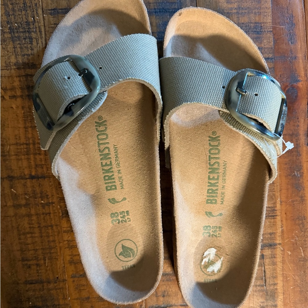 Birkenstock Olive and Tan Buckle Sandals